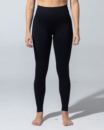 SEAMLESS RIBBED SUNSET LEGGING — BLACK