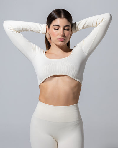 SEAMLESS RIBBED SUNSET LONG SLEEVE TOP