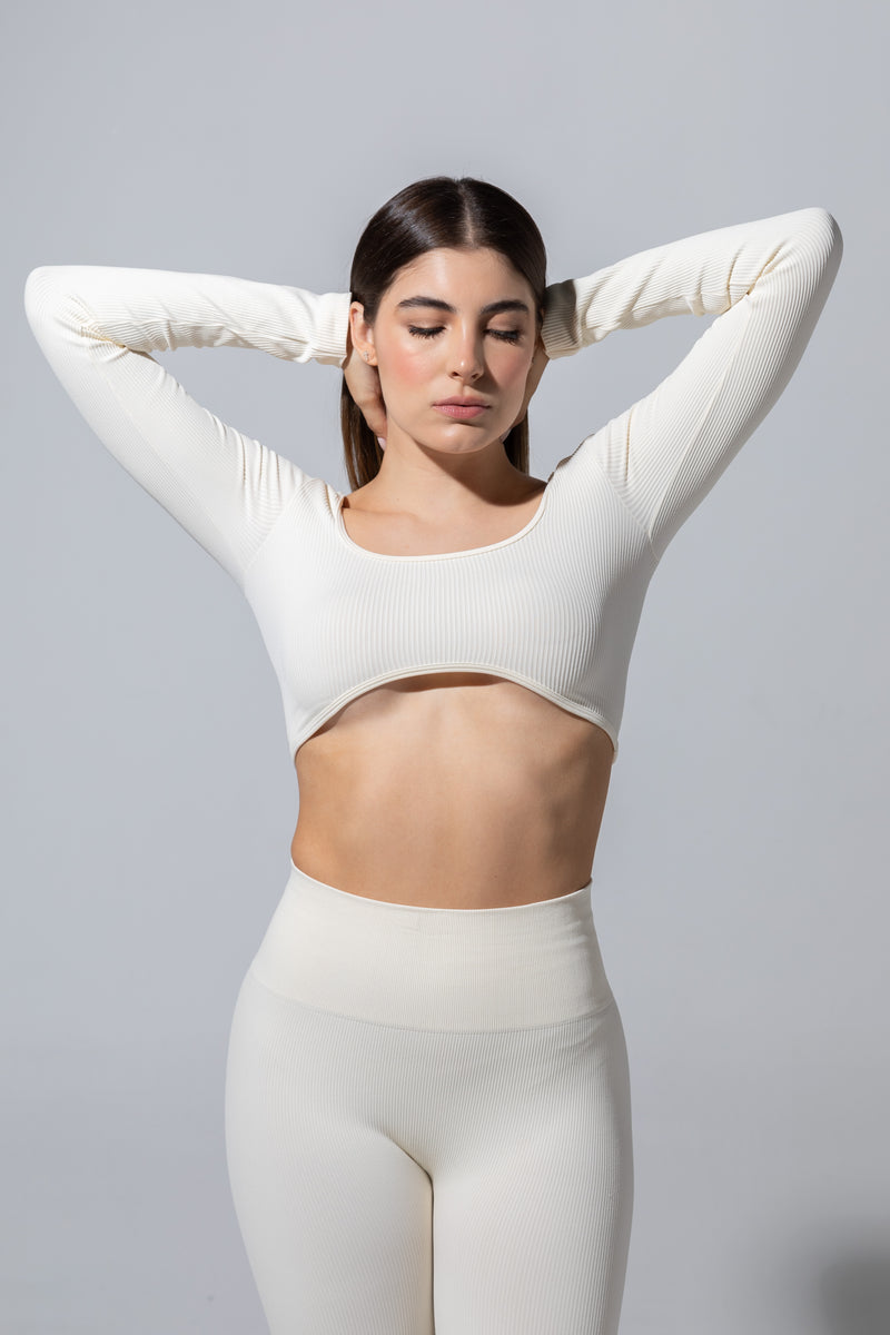 SEAMLESS RIBBED SUNSET LONG SLEEVE TOP