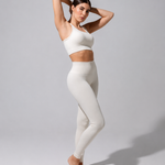 SEAMLESS RIBBED SUNSET LEGGING — CREAM