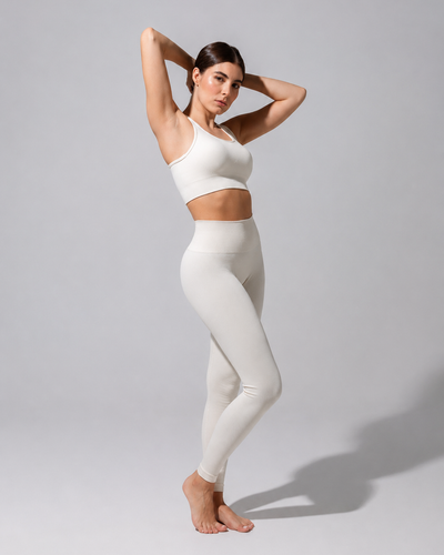 SEAMLESS RIBBED SUNSET LEGGING — CREAM